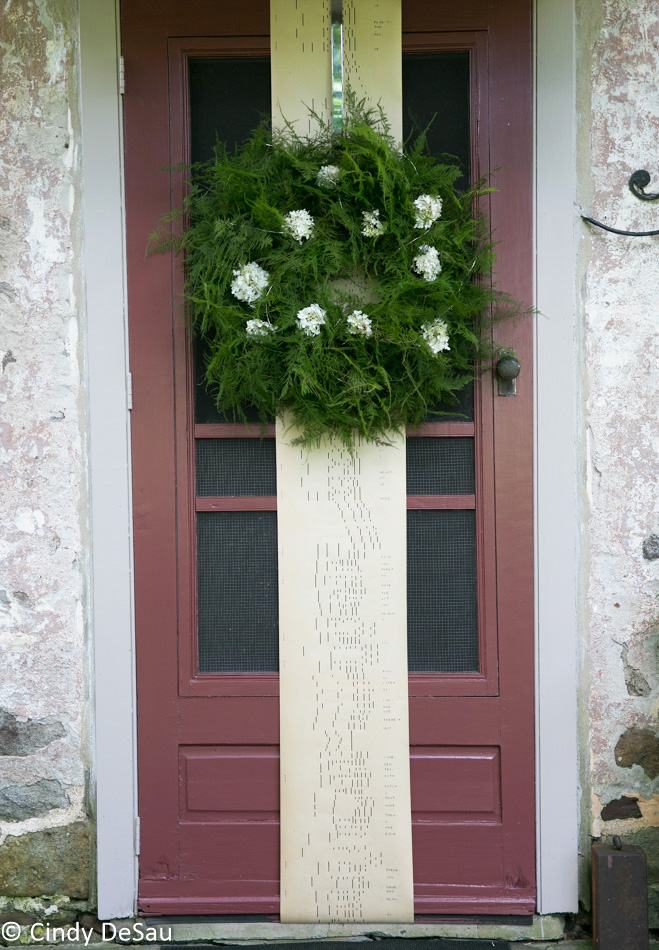 door decorated for the wedding