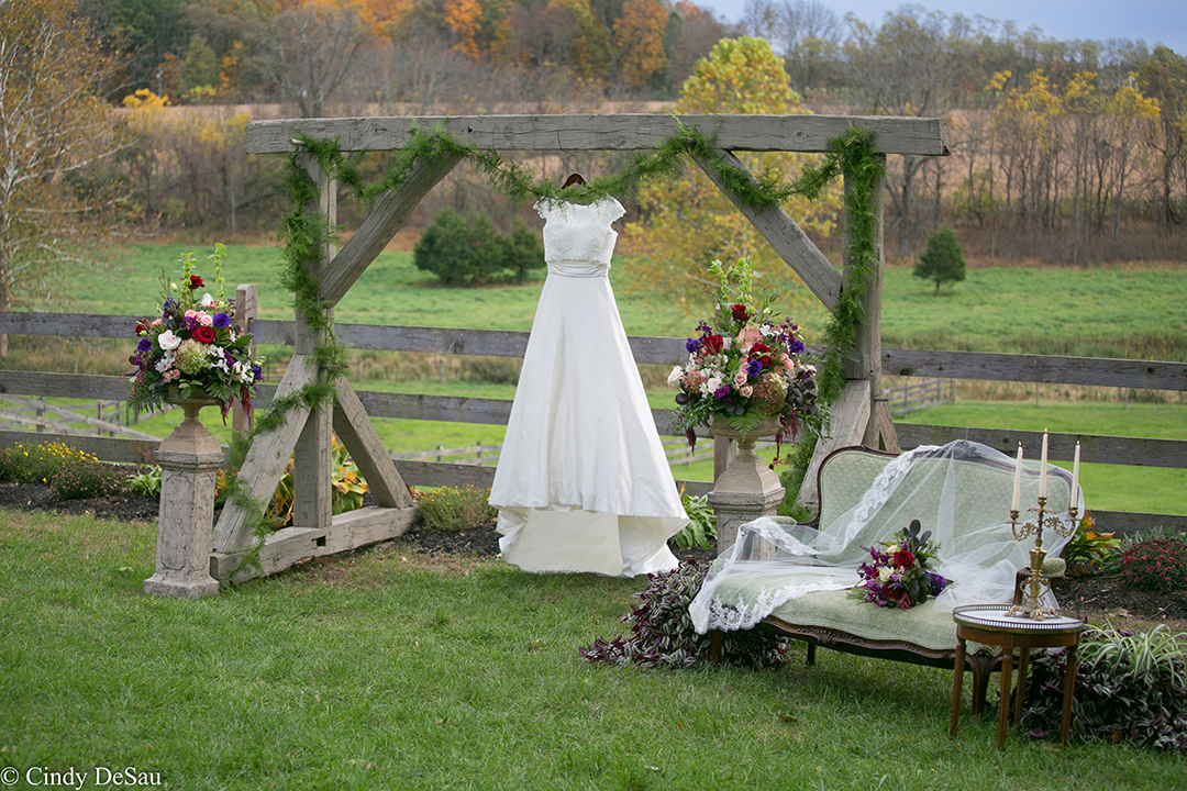 wedding gown, settee
